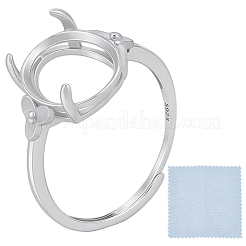 1Pc Adjustable 925 Sterling Silver Cubic Zirconia Ring Components&nbsp;STER-BBC0009-15