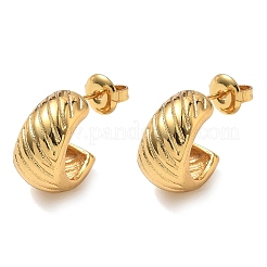 Textured Letter C 304 Stainless Steel Stud Earrings for Women&nbsp;EJEW-K333-11G