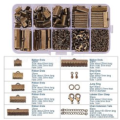 Antique Bronze Jewelry Finding Sets with Mixed Sizes Iron Ribbon Ends&nbsp;FIND-PH0003-01AB