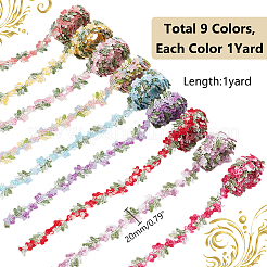 9 Yards 9 Colors Flower Polyester Embroidery Lace Ribbon&nbsp;OCOR-WR0001-50