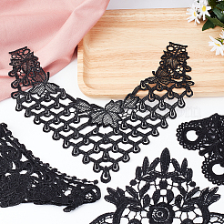 4Pcs 4 Style Milk Silk Embroidered Floral Lace Collar&nbsp;DIY-GF0005-39A