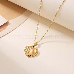 304 Stainless Steel Textured Heart Pendant Necklaces for Women&nbsp;WG102CD-01
