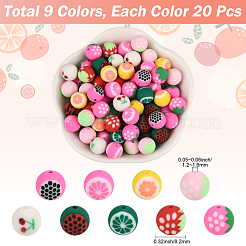 180Pcs 9 Colors Fruits Theme Handmade Polymer Clay Beads&nbsp;CLAY-PA0001-15