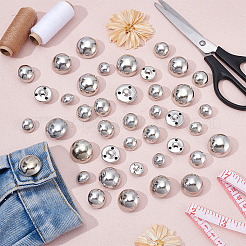 50Pcs 5 Styles 1-Hole Zinc Alloy Shank Buttons&nbsp;BUTT-NB0002-11P