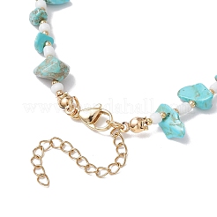 Summer Beach Synthetic Turquoise Chip Starfish & Natural Shell & Alloy Enamel Charm Anklets&nbsp;AJEW-TA00037