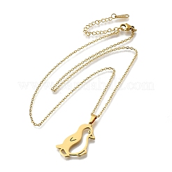 304 Stainless Steel Laser Cut Penguin Pendant Necklaces for Women Men&nbsp;NJEW-Q032-01C-G