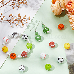 32Pcs 8 Colors All Kinds of Sports Balls Silicone Beads&nbsp;SIL-SC0001-80