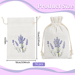 Lavender Printed Cotton Sachet Storage Drawstring Bags&nbsp;ABAG-WH0045-61D