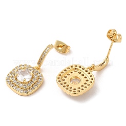 Cubic Zirconia Rectangle Dangle Stud Earrings&nbsp;EJEW-Q769-07G