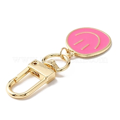 Smiling Face Enamel Pendant Decorations&nbsp;KEYC-WH0036-08LG-02