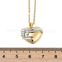 Brass Bowknot Heart Pendant Necklaces&nbsp;NJEW-K280-06G-01
