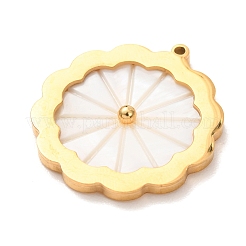 Carved Natural White Shell 304 Stainless Steel Pendants&nbsp;SH-K002-01C-G
