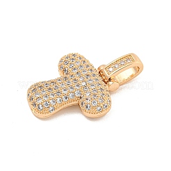 Brass Micro Pave Clear Cubic Zirconia Pendants&nbsp;KK-B099-01G-T