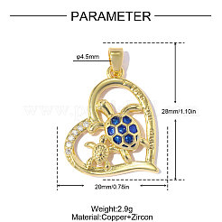 Brass Micro Pave Clear Cubic Zirconia Pendants&nbsp;CU-OY001-22G
