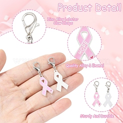 20Pcs 10 Styles Breast Cancer Awareness Alloy Enamel Pendant Decorations&nbsp;HJEW-YW00261