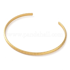 Ion Plating(IP) 304 Stainless Steel Textured Open Cuff Bangles&nbsp;BJEW-G714-01G