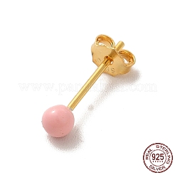 Enamel Round Ball Stud Earrings&nbsp;LS-EJEW-C020-01G-06