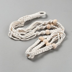 Handmade Macrame Polyester with Wood Bead Plant Hanger&nbsp;AJEW-TAC0038-35