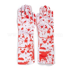 Long Polyester Skeleton Horror Full Finger Gloves&nbsp;AJEW-A045-01C