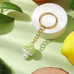 Glass Seed Beads Mushroom Keychain&nbsp;KEYC-MZ00021-04