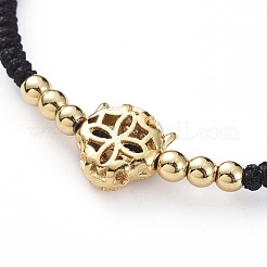 Leopard Adjustable Brass Nylon Thread Braided Bracelets&nbsp;BJEW-JB04985-01