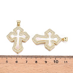 Brass Micro Pave Clear Cubic Zirconia Pendants&nbsp;KK-N254-194G
