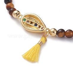 Natural Tiger Eye Stretch Charm Bracelets&nbsp;BJEW-JB04849-02