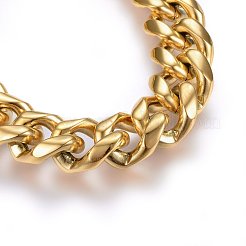 Ion Plating(IP) 304 Stainless Steel Curb Chains Bracelets&nbsp;BJEW-E346-30G