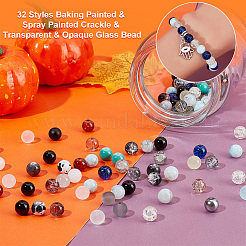 960Pcs 32 Styles Baking Paint & Spray Painted Crackle & Transparent & Opaque Glass Bead&nbsp;GLAA-PH0002-94
