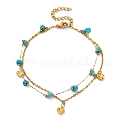 Bohemia Style 304 Stainless Steel Cable Chain Multi-strand Bracelets&nbsp;BJEW-Z088-01B-G