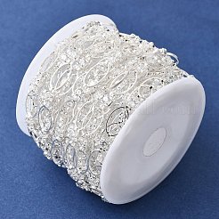 Handmade Brass Pave Clear Cubic Zirconia Oval Link Chains&nbsp;CHC-G027-02S