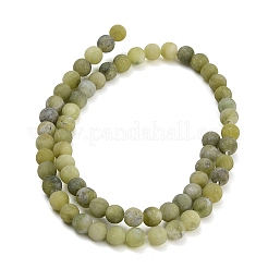 Frosted Natural Chinese Jade Southern Jade Beads Strands&nbsp;G-M248-6mm-06