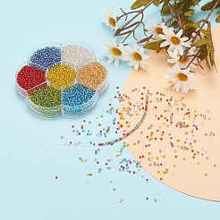 7 Colors Glass Round Seed Beads&nbsp;SEED-YW0001-24A-01