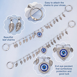 Alloy & Resin & Rhinestone Evil Eye Charm Shoe Decoration Chain&nbsp;FIND-AB00024-01