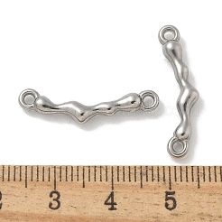 304 Stainless Steel Curved Textured Stick Connector Charms&nbsp;STAS-Q334-48P