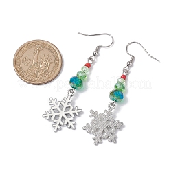 Christmas Theme Glass Dangle Earrings&nbsp;EJEW-TA00476