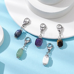 5Pcs Cuboid Natural Green Aventurine & Tiger Eye & Amethyst & Sodalite & Howlite Pendant Decorations&nbsp;HJEW-JM02341