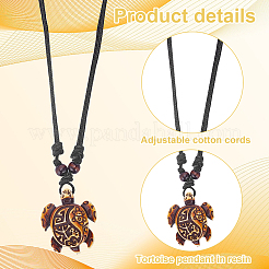 15Pcs 15 Styles Tortoise Resin Pendant Necklaces Set with Adjustable Cotton Cords&nbsp;NJEW-AN0001-51B