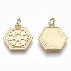 Brass Pendant Settings For Enamel&nbsp;KK-S356-003G-NF