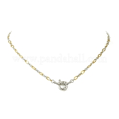 2Pcs 2 Colors 3MM Two Tone 304 Stainless Steel Figaro Chain Necklaces&nbsp;NJEW-JN06465