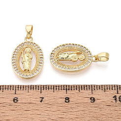 Religion Brass Micro Pave Cubic Zirconia Pendants&nbsp;KK-T073-49G