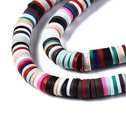 Flat Round Handmade Polymer Clay Bead Spacers&nbsp;CLAY-R067-4.0mm-M2