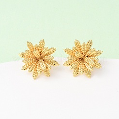 Flower Brass Stud Earrings&nbsp;EJEW-D346-06G