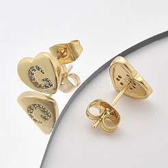 Rack Plating Brass Micro Pave Clear Cubic Zirconia Stud Earrings&nbsp;EJEW-K299-01G-G