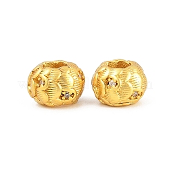 Brass Pave Clear Cubic Zirconia European Beads&nbsp;KK-A292-08MG