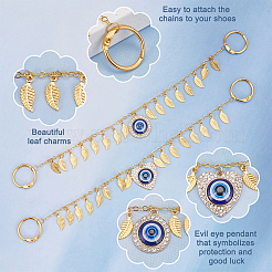 Alloy & Resin & Rhinestone Evil Eye Charm Shoe Decoration Chain&nbsp;FIND-AB00024-02