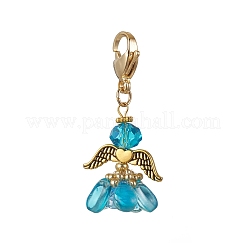 Alloy Glass Flowers Pendant Decorations&nbsp;HJEW-MZ00207
