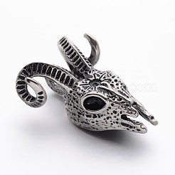 Retro 304 Stainless Steel Goat Skull Pendants&nbsp;STAS-E094-11AS
