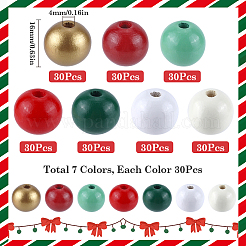 210Pcs 7 Colors Painted Natural Wood Beads&nbsp;WOOD-SP0001-06