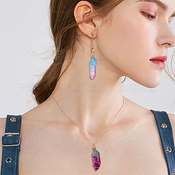 30Pcs Natural Dyed Quartz Bead Pointed Pendants&nbsp;PALLOY-OC00044